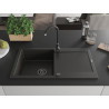 Mexen Leo évier en granit 1 bac avec égouttoir 900 x 500 mm, noir/métallisé doré, siphon noir - 6501901010-75-B