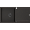 Mexen Leo évier en granit 1 bac avec égouttoir 900 x 500 mm, noir/métallisé doré, siphon noir - 6501901010-75-B