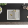 Mexen Enzo évier de cuisine en granit 1 bac avec égouttoir 576 x 465 mm, blanc, siphon doré - 6506571005-20-G