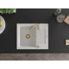 Mexen Enzo évier en granit 1 bac avec égouttoir 576 x 465 mm, blanc, siphon doré - 6506571005-20-G