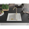 Mexen Enzo évier de cuisine en granit 1 bac avec égouttoir 576 x 465 mm, blanc, siphon doré - 6506571005-20-G