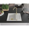 Mexen Enzo évier en granit 1 bac avec égouttoir 576 x 465 mm, blanc, siphon doré - 6506571005-20-G