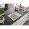 Mexen Enzo évier de cuisine en granit 1 bac avec égouttoir 576 x 465 mm, blanc, siphon doré - 6506571005-20-G