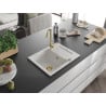 Mexen Enzo évier en granit 1 bac avec égouttoir 576 x 465 mm, blanc, siphon doré - 6506571005-20-G