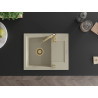 Mexen Enzo évier de cuisine en granit 1 bac avec égouttoir 576 x 465 mm, beige, siphon doré - 6506571005-69-G