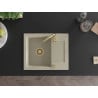 Mexen Enzo évier en granit 1 bac avec égouttoir 576 x 465 mm, beige, siphon doré - 6506571005-69-G