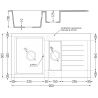 Mexen Matias évier en granit à 1,5 cuvette avec égouttoir 900 x 505 mm, Gris, siphon Noir - 6502901505-71-B