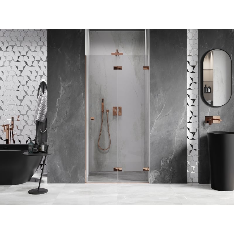 Mexen Lunar-F porte de douche pliante droite 55 cm, transparente, or rose - 836-055-000-60-00-P