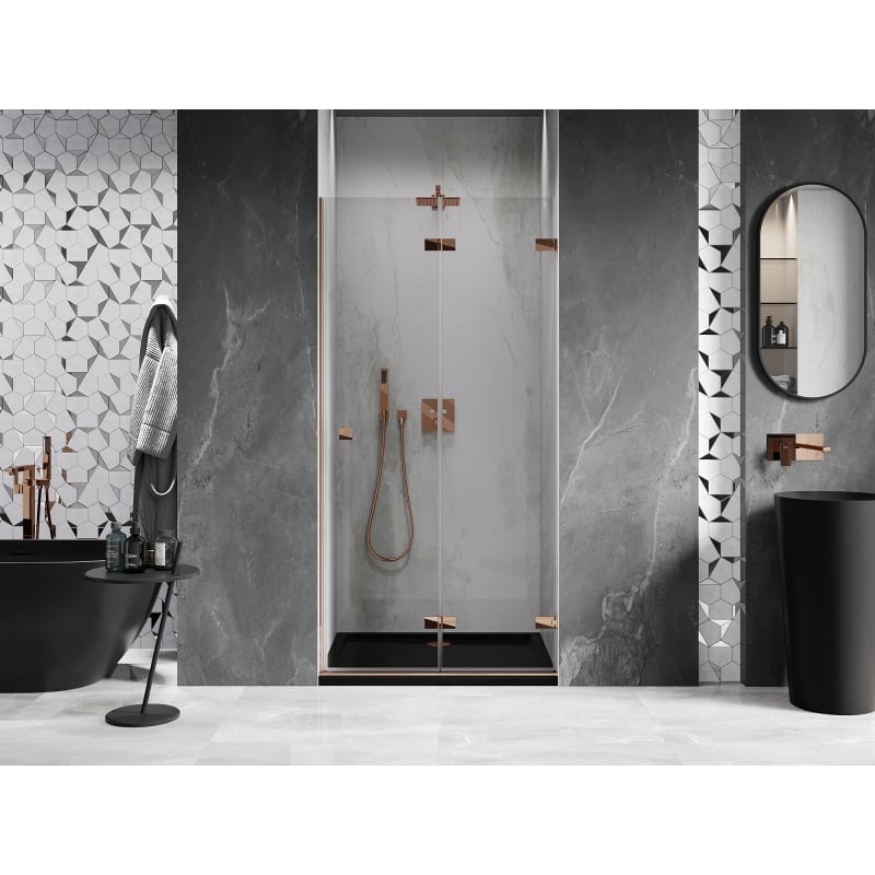 Mexen Lunar-F porte de douche pliante droite 55 cm, transparente, or rose - 836-055-000-60-00-P