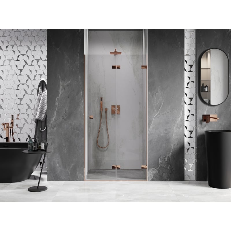Mexen Lunar-F porte de douche pliante droite 55 cm, transparente, or rose - 836-055-000-60-00-P