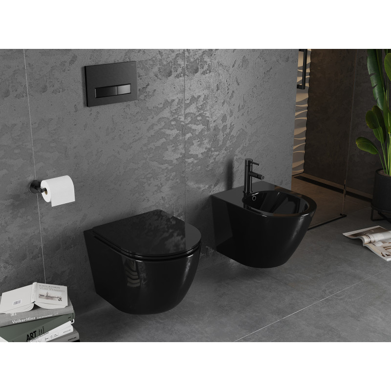 Mexen Lena ensemble encastré WC bidet structure Fenix B avec bidet, noir brillant - 69935224870