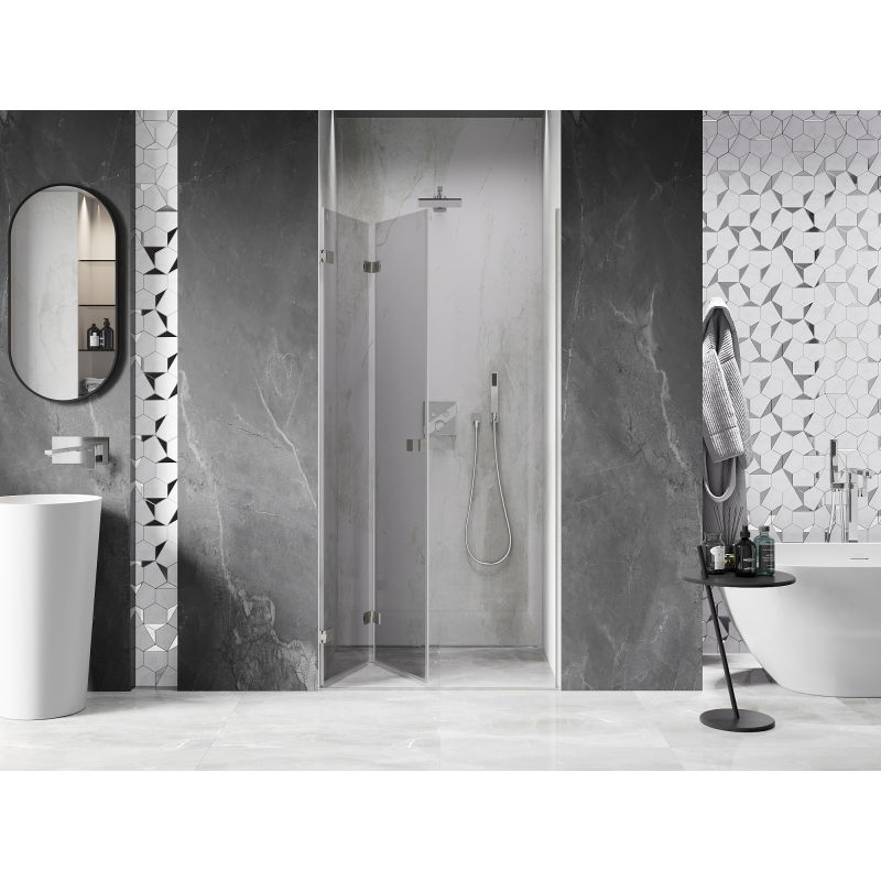 Mexen Lunar-F porte de douche pliante gauche 50 cm, transparent, nickel brossé - 836-050-000-97-00-L