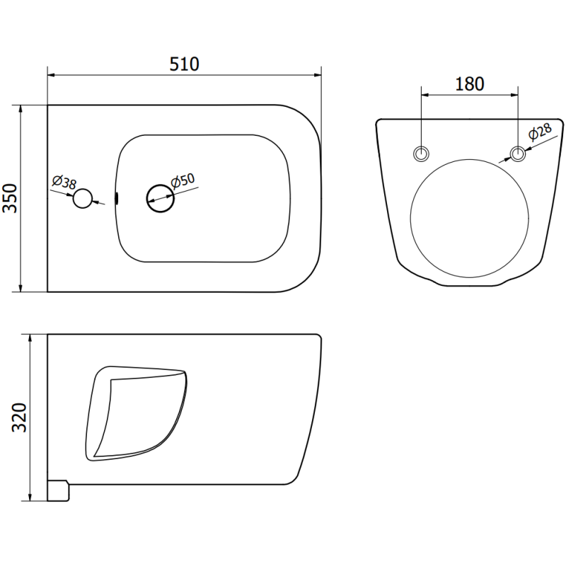 Mexen ensemble encastré pour bidet cadre Fenix B avec bidet Margo, blanc - 69935425100