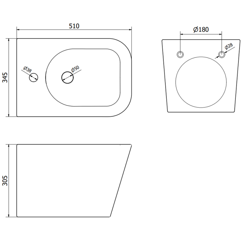 Mexen Teo ensemble encastré bidet cadre Fenix B avec bidet, blanc - 69935855100