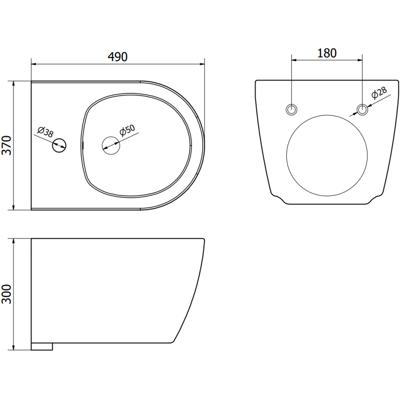 Mexen ensemble encastré bidet châssis Fenix B avec bidet Carmen, noir mat - 69935884985