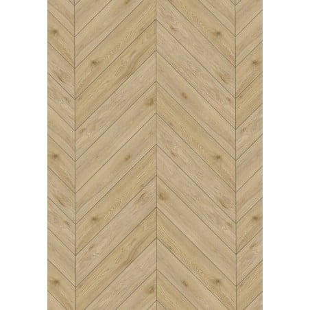 Mexen Charter Oak panneaux vinyles chevron français 650 x 127 mm SPC 6,5 mm, sous-couche IPEX 1,5 mm, 4 V-Fuge, Chêne - F1281
