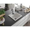 Mexen Vito évier en granit 1 bac 520 x 490 mm, blanc, siphon noir - 6503521000-20-B