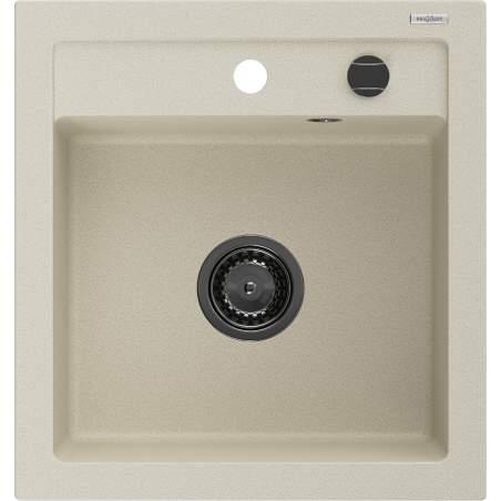 Mexen Vito évier en granit 1 bac 520 x 490 mm, beige, siphon noir - 6503521000-69-B