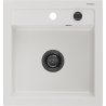 Mexen Vito évier en granit 1 bac 520 x 490 mm, blanc, siphon noir - 6503521000-20-B