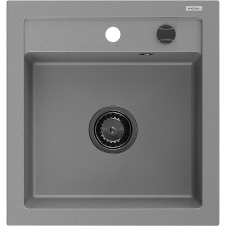 Mexen Vito évier en granit 1 bac 520 x 490 mm, gris, siphon noir - 6503521000-71-B