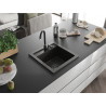 Mexen Vito évier en granit 1 bac 520 x 490 mm, noir/doré métallisé, siphon noir - 6503521000-75-B