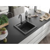 Mexen Vito évier en granit à 1 bac 520 x 490 mm, noir moucheté, siphon noir - 6503521000-76-B
