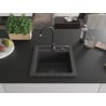 Mexen Vito évier en granit 1 bac 520 x 490 mm, noir moucheté, siphon noir - 6503521000-76-B