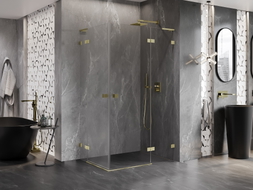 Mexen Lunar L Duo cabine de douche pivotante droite 115 x 95 cm, transparent, or brossé - 834L-115P-095L-55-00