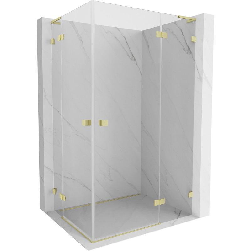 Mexen Lunar L Duo cabine de douche pivotante droite 115 x 95 cm, transparent, or brossé - 834L-115P-095L-55-00