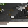 Mexen Cesar évier en granit à 1 cuve avec égouttoir 775 x 470 mm, Noir/ Argent métallique, siphon Or - 6514771010-73-G