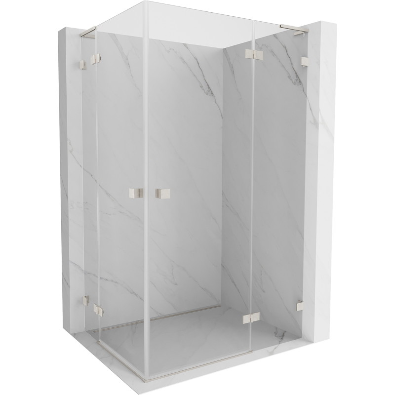 Mexen Lunar L Duo cabine de douche battante droite 115 x 95 cm, transparent, nickel brossé - 834L-115P-095L-97-00