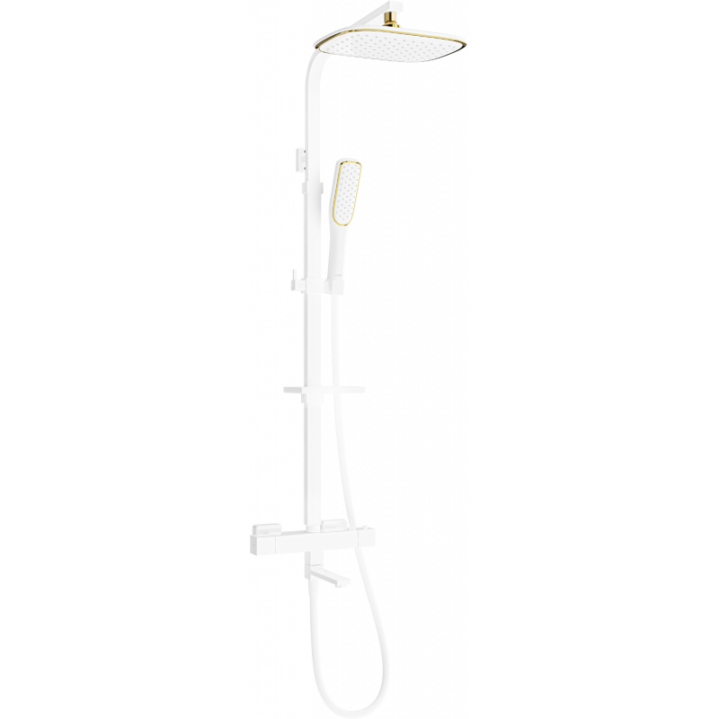 Mexen CQ49 ensemble bain-douche avec douche de tête et robinet thermostatique, blanc/or - 779104995-25