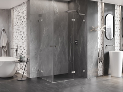 Mexen Lunar L Duo cabine de douche pivotante droite 120 x 75 cm, transparent, nickel brossé - 834L-120P-075L-97-00