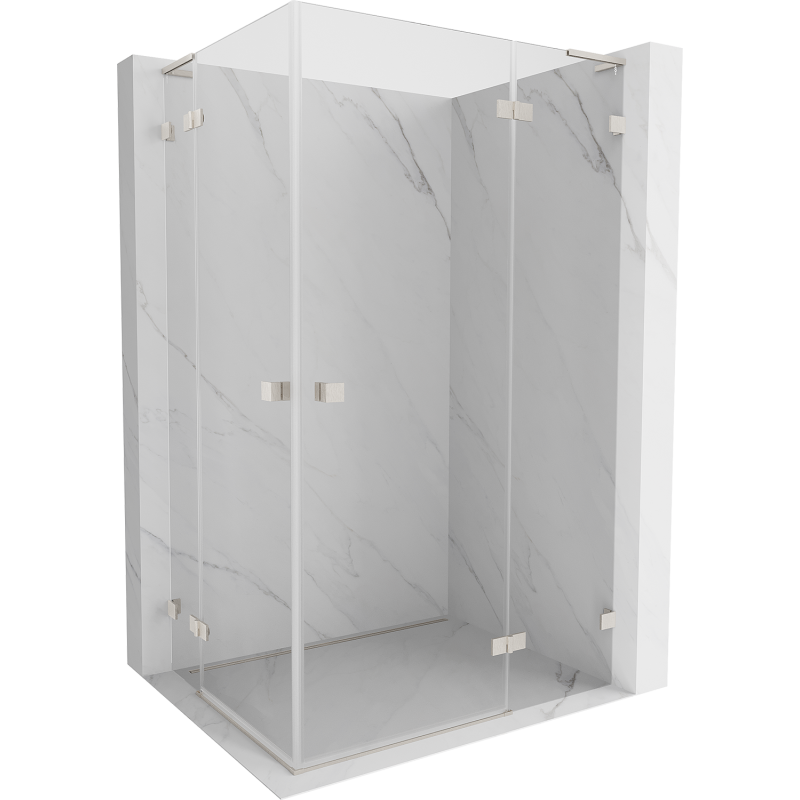 Mexen Lunar L Duo cabine de douche pivotante droite 120 x 100 cm, transparent, nickel brossé - 834L-120P-100L-97-00