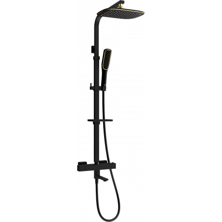 Mexen CQ49 ensemble bain-douche avec pommeau de douche et robinet thermostatique, noir/doré - 779104995-75