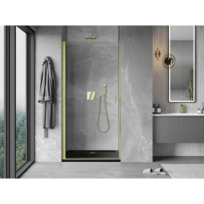 Mexen Mist-B porte de douche pivotante 65 cm, transparent, or brossé - 8A2-065-000-55-00