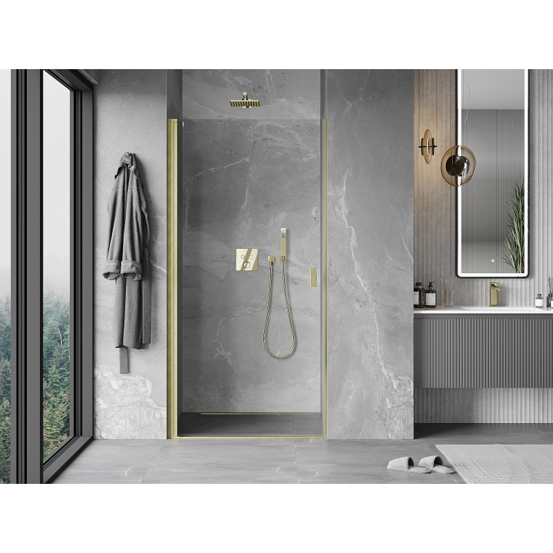 Mexen Mist-B porte de douche pivotante 70 cm, transparent, or brossé - 8A2-070-000-55-00