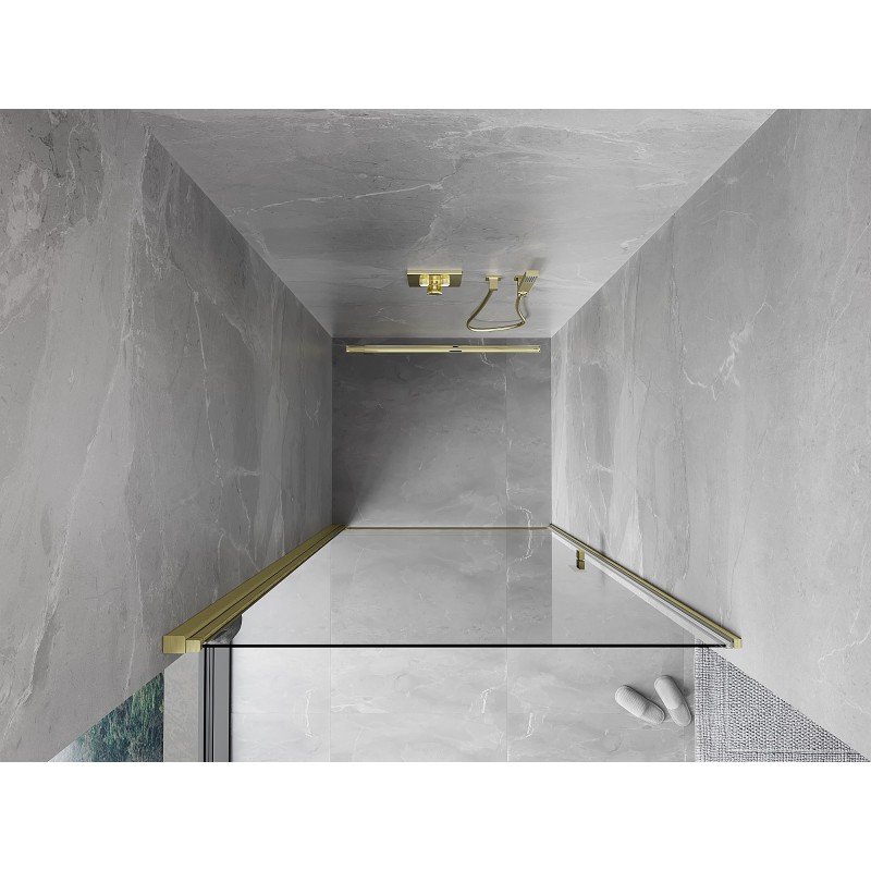 Mexen Mist-B porte de douche pivotante 70 cm, transparent, or brossé - 8A2-070-000-55-00