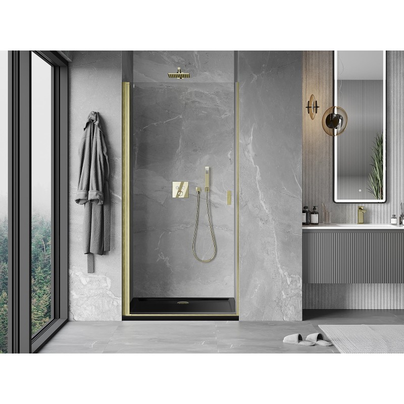 Mexen Mist-B porte de douche pivotante 70 cm, transparent, or brossé - 8A2-070-000-55-00