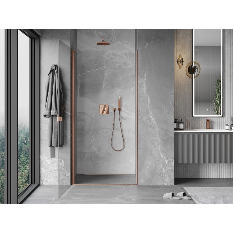 Mexen Mist-B porte de douche pivotante 60 cm, transparent, cuivre brossé - 8A2-060-000-65-00