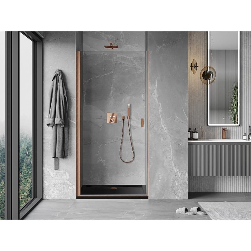 Mexen Mist-B porte de douche pivotante 70 cm, transparent, cuivre brossé - 8A2-070-000-65-00