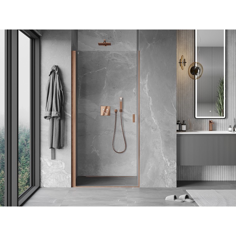 Mexen Mist-B porte de douche pivotante 75 cm, transparent, cuivre brossé - 8A2-075-000-65-00