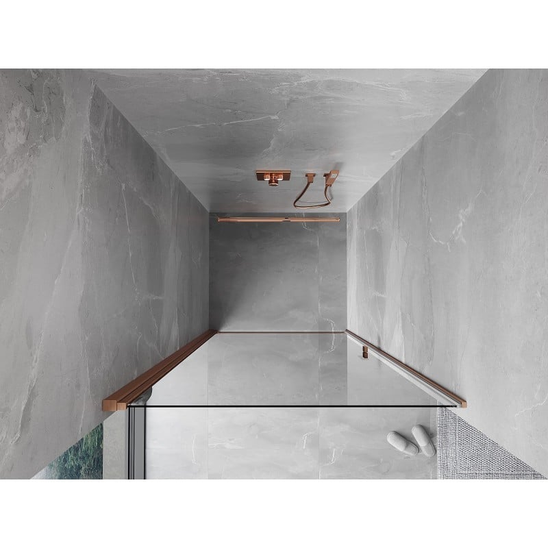 Mexen Mist-B porte de douche pivotante 80 cm, transparent, cuivre brossé - 8A2-080-000-65-00