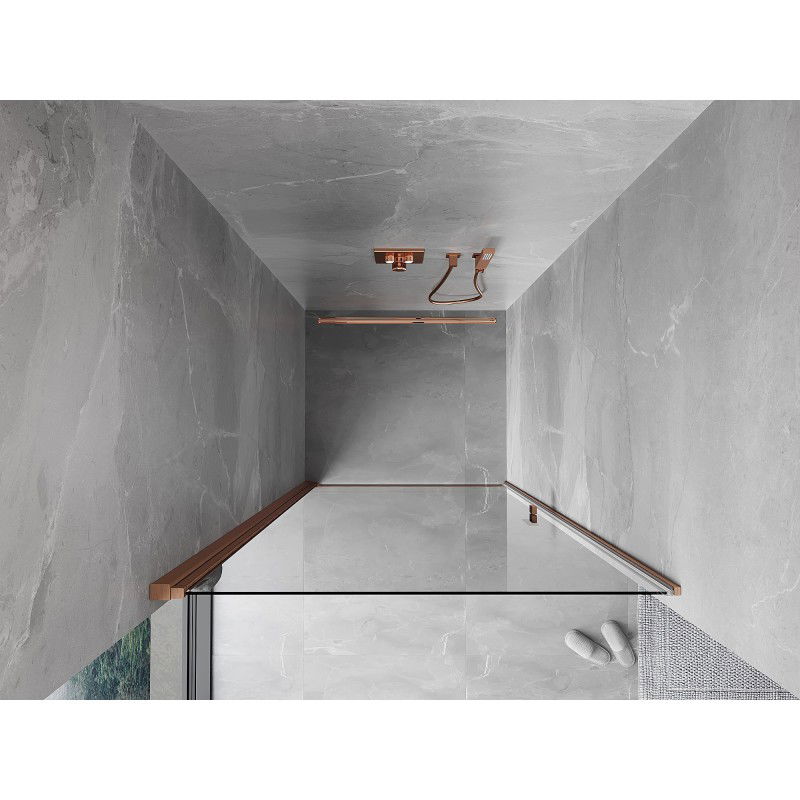 Mexen Mist-B porte de douche pivotante 50 cm, transparent, cuivre brossé - 8A2-050-000-65-00