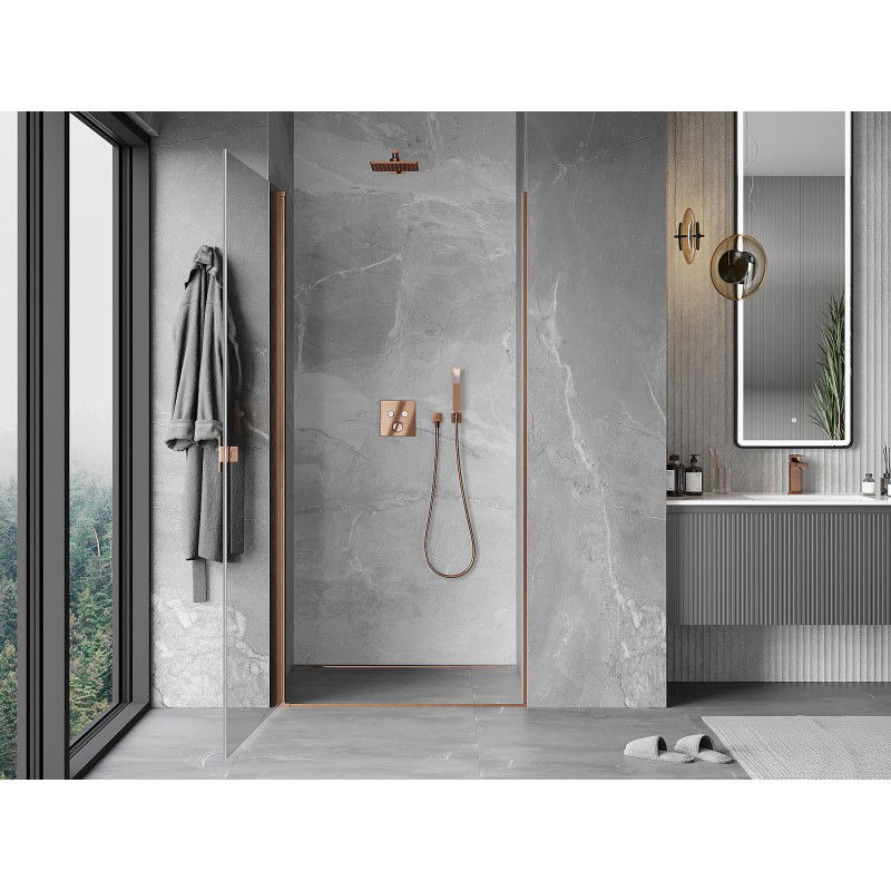 Mexen Mist-B porte de douche pivotante 50 cm, transparent, cuivre brossé - 8A2-050-000-65-00