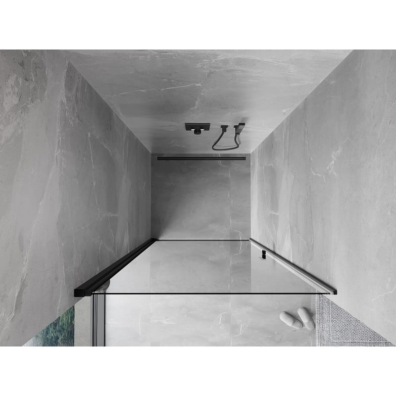 Mexen Mist-B porte de douche pivotante 70 cm, transparent, noir - 8A2-070-000-70-00