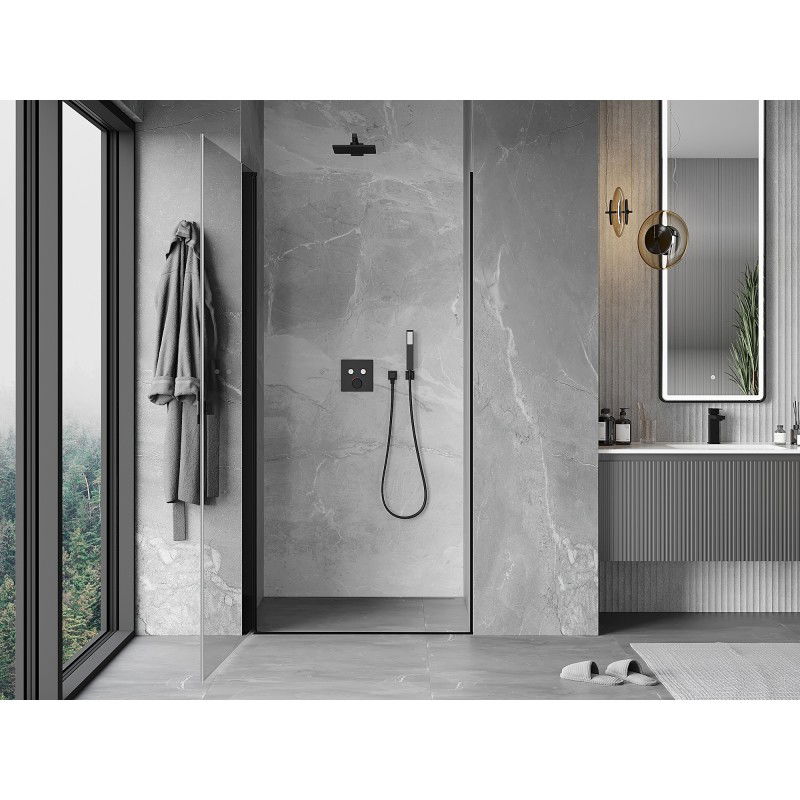 Mexen Mist-B porte de douche pivotante 70 cm, transparent, noir - 8A2-070-000-70-00