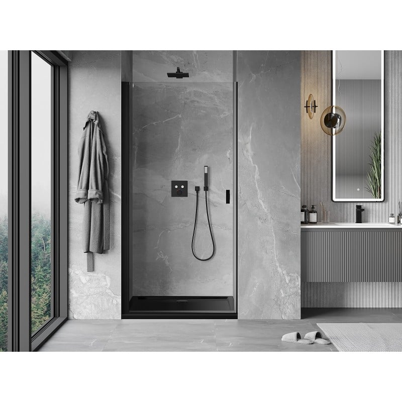 Mexen Mist-B porte de douche pivotante 75 cm, transparent, noir - 8A2-075-000-70-00