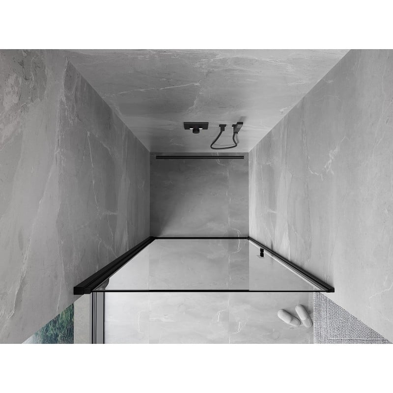 Mexen Mist-B porte de douche pivotante gauche 70 cm, cadre noir, noir - 8A2-070-000-70-70-L