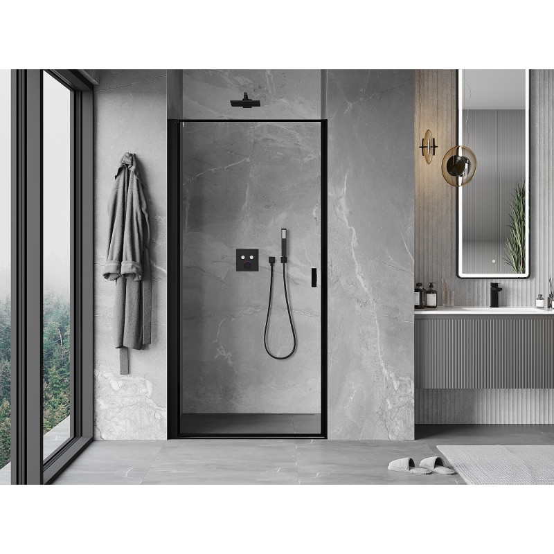 Mexen Mist-B porte de douche pivotante gauche 70 cm, cadre noir, noir - 8A2-070-000-70-70-L